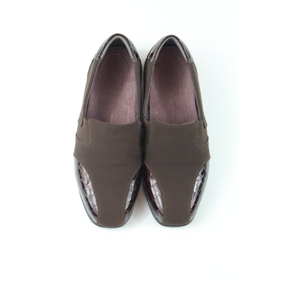 Clarks Women's Size 6 Brown Croc Print Suede Stretch Loafers Shoes 66416 - Picture 5 of 6